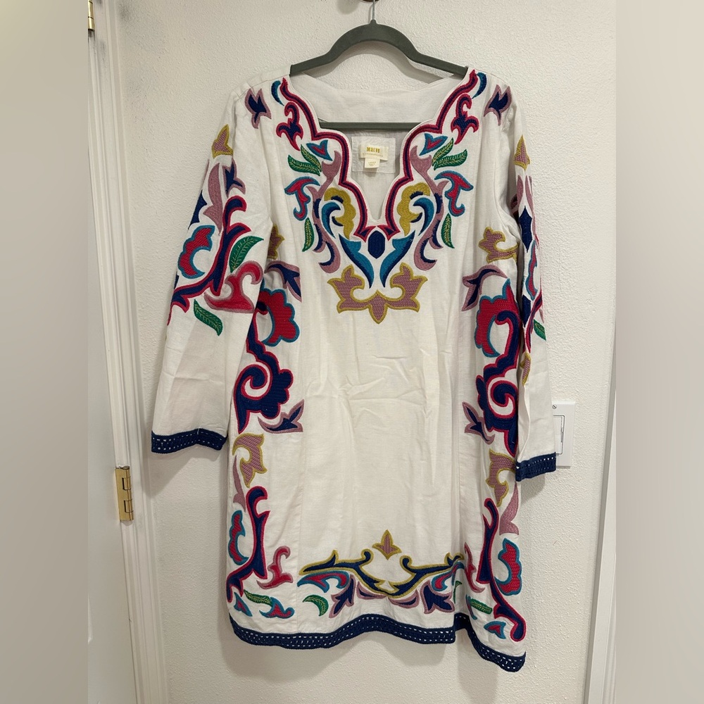 Anthropologie Maeve Multicolor Embroidered Dress